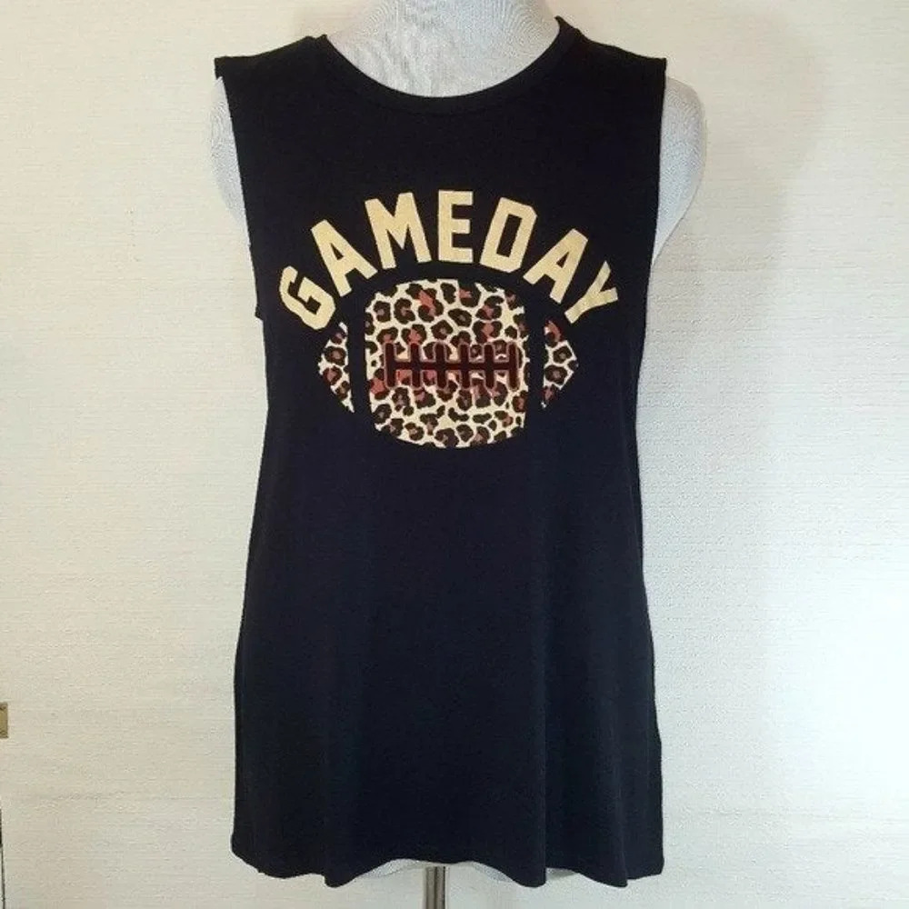 Game Day Leopard Print Football Black Tank Medium - Picture 3 of 6